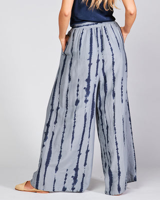 Cotton-Silk-Blend-Drip-Striped-Elastic-Waist-Palazzo-Pant back view by baci