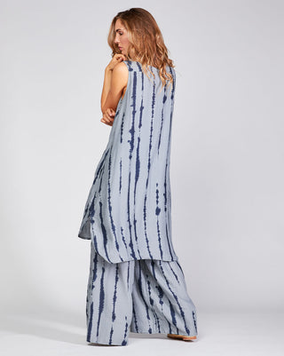 Cotton-Silk-Blend-Striped-Sleeveless-Button-Up-Shirtdress back view by baci