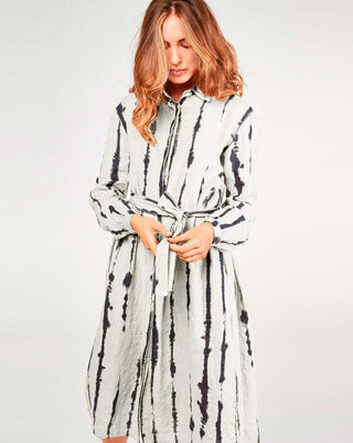 Linen-Drip-Striped-TIe-Waist-Button-Up-Shirtdress by baci fashion