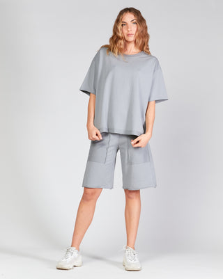 baci fashion raw edge sleeve t shirt full outfit view