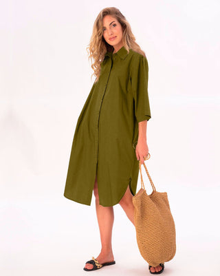 pleated back shirt dress Button Up Pleated Back Shirtdress Baci Fashion
