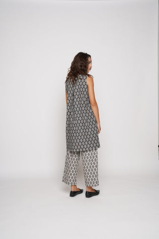 Contrast Tile Collar Tank Shirtdress - Baci Fashion