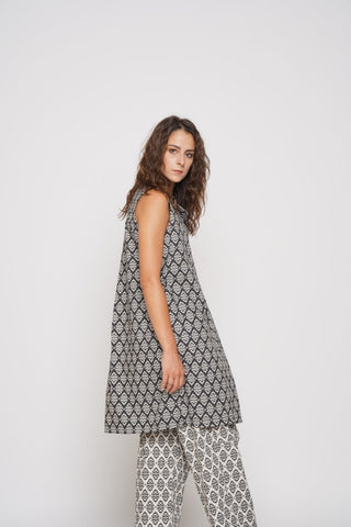 Contrast Tile Collar Tank Shirtdress - Baci Fashion