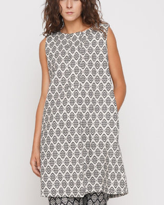 Contrast Tile Collar Tank Shirtdress - Baci Fashion