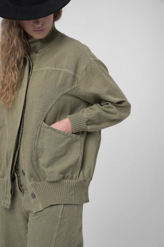 Cotton Linen Cargo Bomber Jacket - Baci Fashion