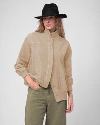 Cotton Linen Cargo Bomber Jacket - Baci Fashion