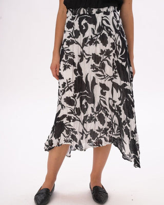 Crinkled Maxi Elastic Waist Floral Skirt - Baci Fashion