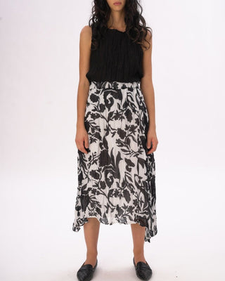 Crinkled Maxi Elastic Waist Floral Skirt - Baci Fashion