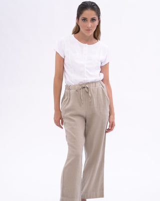 Elastic Cotton Linen Blend Pants - Baci Fashion