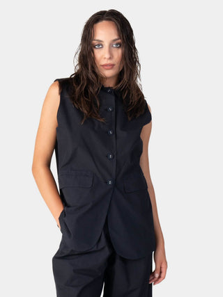 Flap Pocket Solid Cotton Vest - Baci Fashion