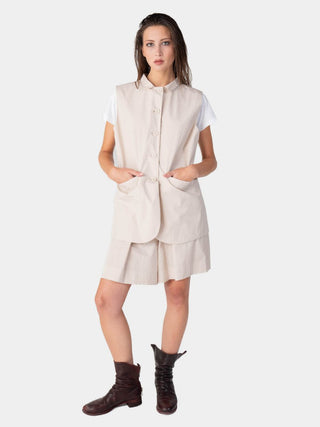 Flap Pocket Solid Cotton Vest - Baci Fashion