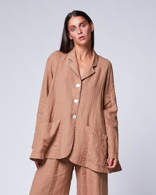 Linen 3 Button Swing Jacket - Baci Online Store