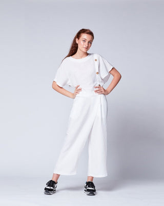 Linen Asymmetric Button Top - Baci Online Store