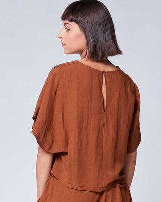 Linen Asymmetric Button Top - Baci Online Store