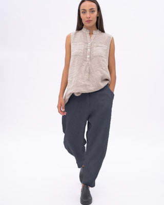 Linen Pleated Elastic Waist Pants - Baci Fashion