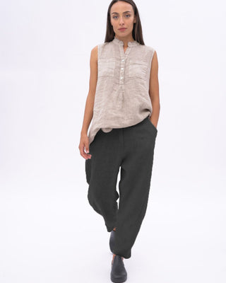 Linen Pleated Elastic Waist Pants - Baci Fashion