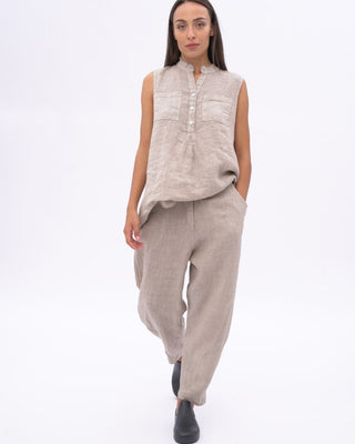 Linen Pleated Elastic Waist Pants - Baci Fashion