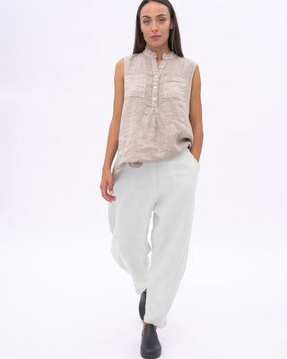 Linen Pleated Elastic Waist Pants - Baci Fashion