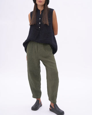 Linen Pleated Elastic Waist Pants - Baci Fashion