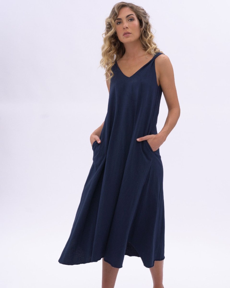 Organic Cotton V-neck Tank Dress Chocolate / S Organic Cotton V-neck Tank Dress Chocolate / S