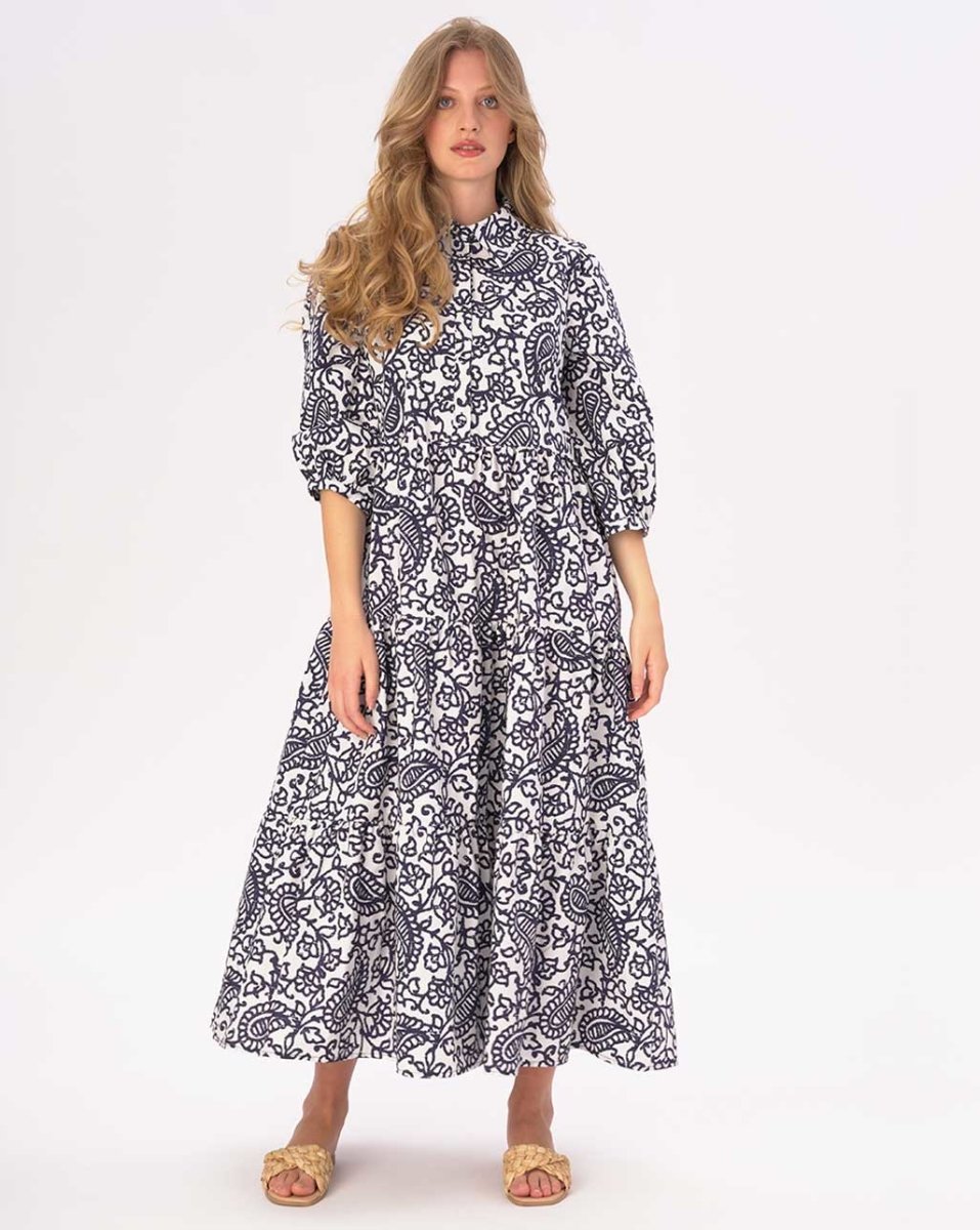 Paisely Floral Tiered Cotton Belted Maxi Shirtdress Baci Fashion Paisely Floral Tiered Cotton Belted Maxi Shirtdress Baci Fashion