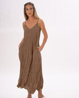 Pleated Crinkled Maxi Slip Dress Baci Fashion Pleated Crinkled Maxi Slip Dress Baci Fashion