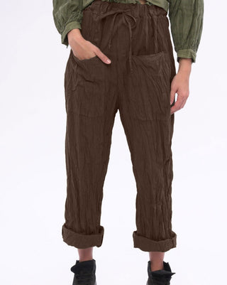 Pocketed Pleated Crinkled Pants - Baci Fashion