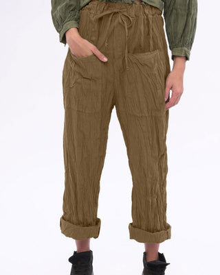 Pocketed Pleated Crinkled Pants - Baci Fashion