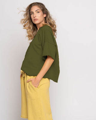 Raw Seam Drop Shoulder Tee - Baci Fashion