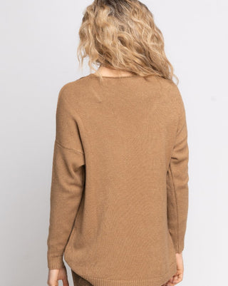 Rolled Cuffed V-Neck Sweater - Baci Fashion