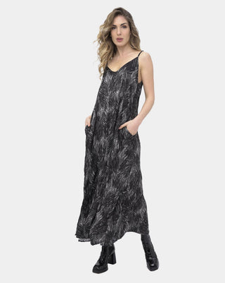 Ruffle Leaf Print Maxi Dress - Baci Fashion