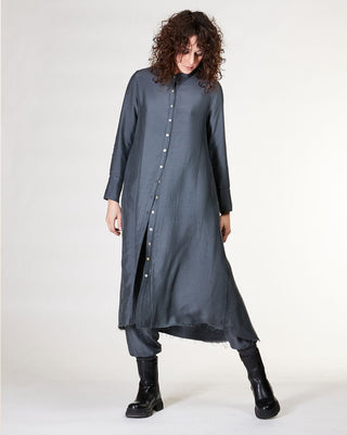 Ruffled Back Button-Up Shirtdress - Baci Fashion