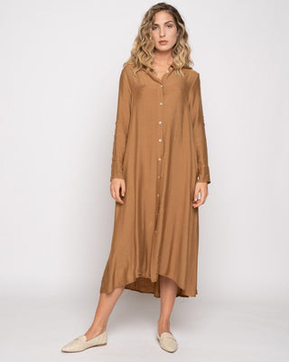 Ruffled Back Button-Up Shirtdress - Baci Fashion