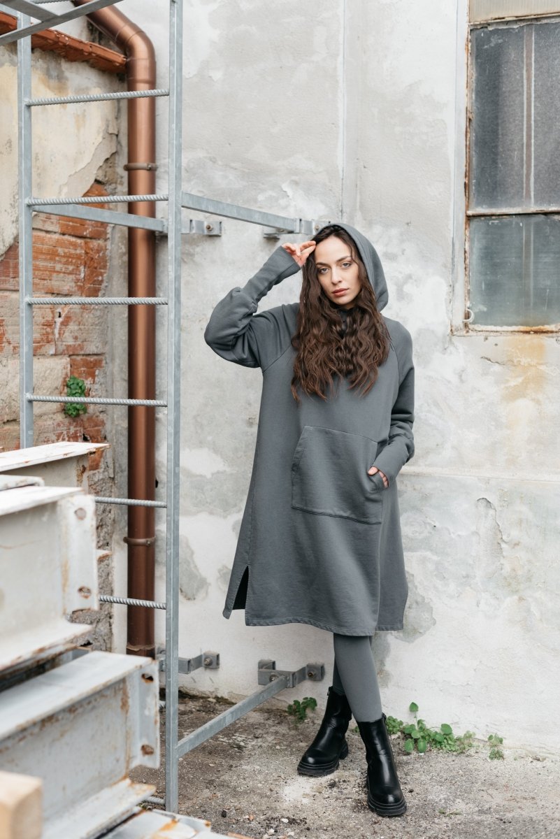 Shawl Collar Hooded Sweater Dress Baci Fashion Shawl Collar Hooded Sweater Dress Baci Fashion