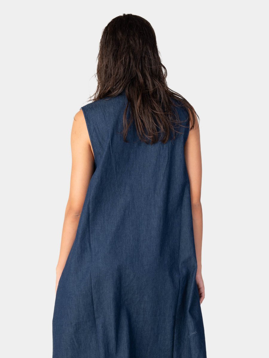 V-Neck Sleeveless Denim Midi Dress Baci Fashion V-Neck Sleeveless Denim Midi Dress Baci Fashion