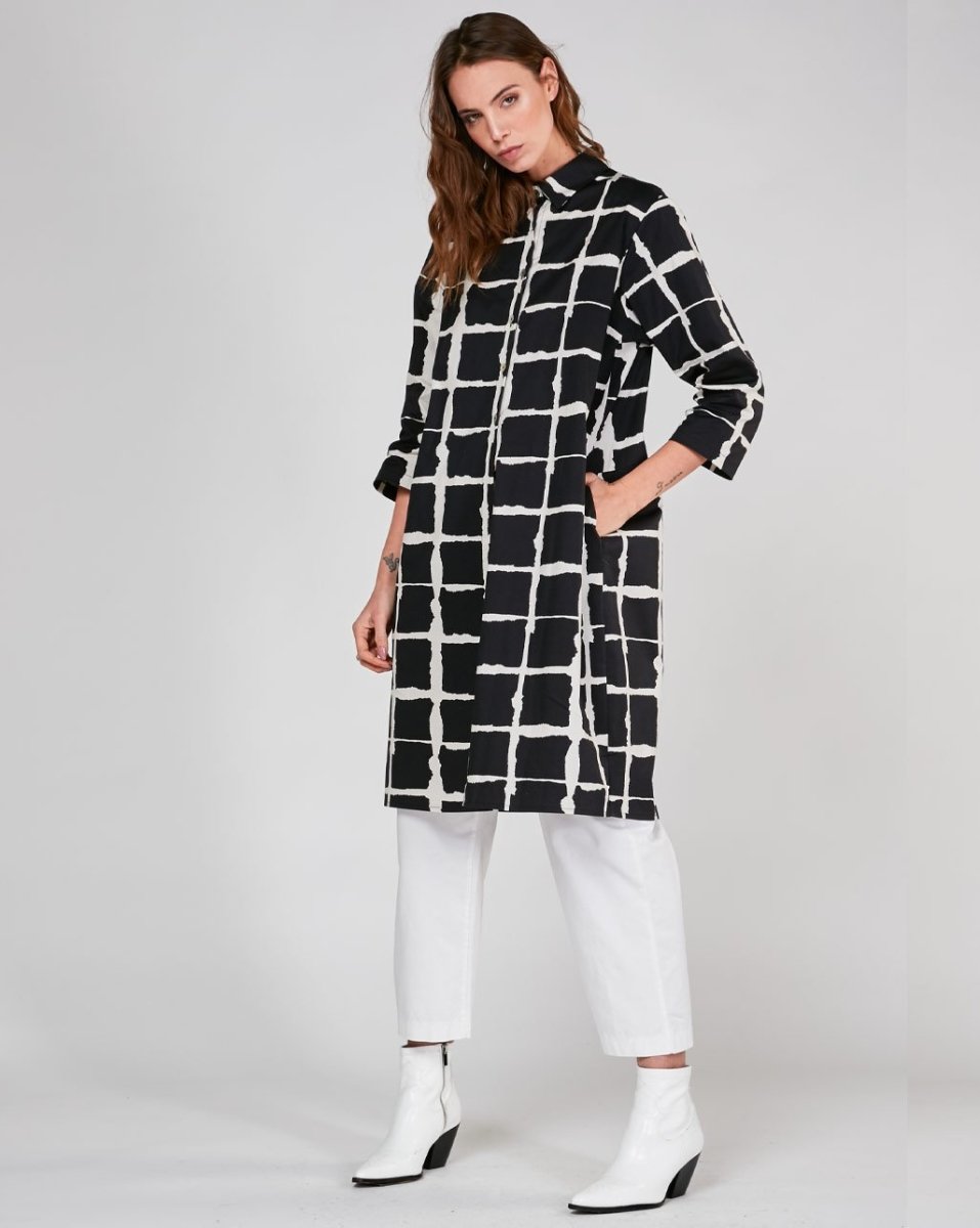 Wave Grid Line Striped Shirtdress Baci Fashion Wave Grid Line Striped Shirtdress Baci Fashion